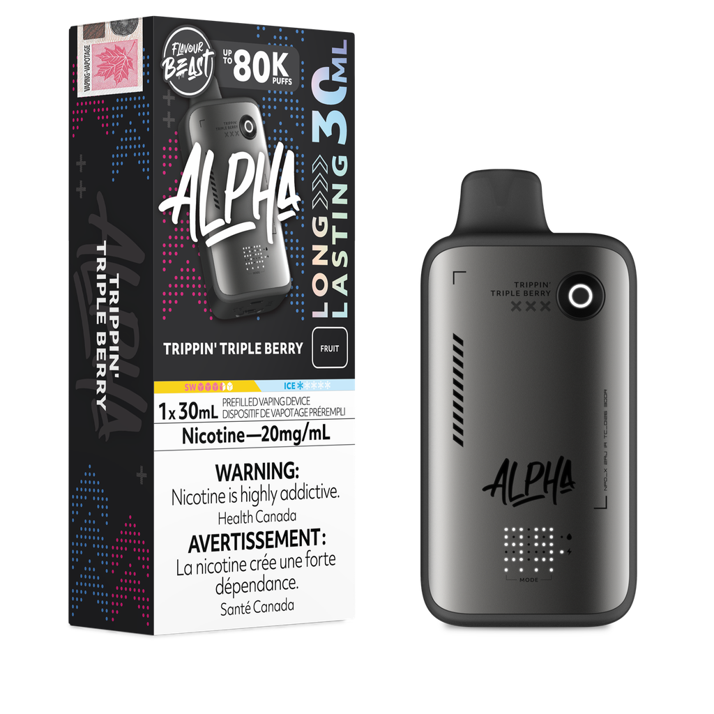 Flavour Beast Alpha Trippin' Triple Berry 80K disposable vape 30mL 20mg nicotine Canada