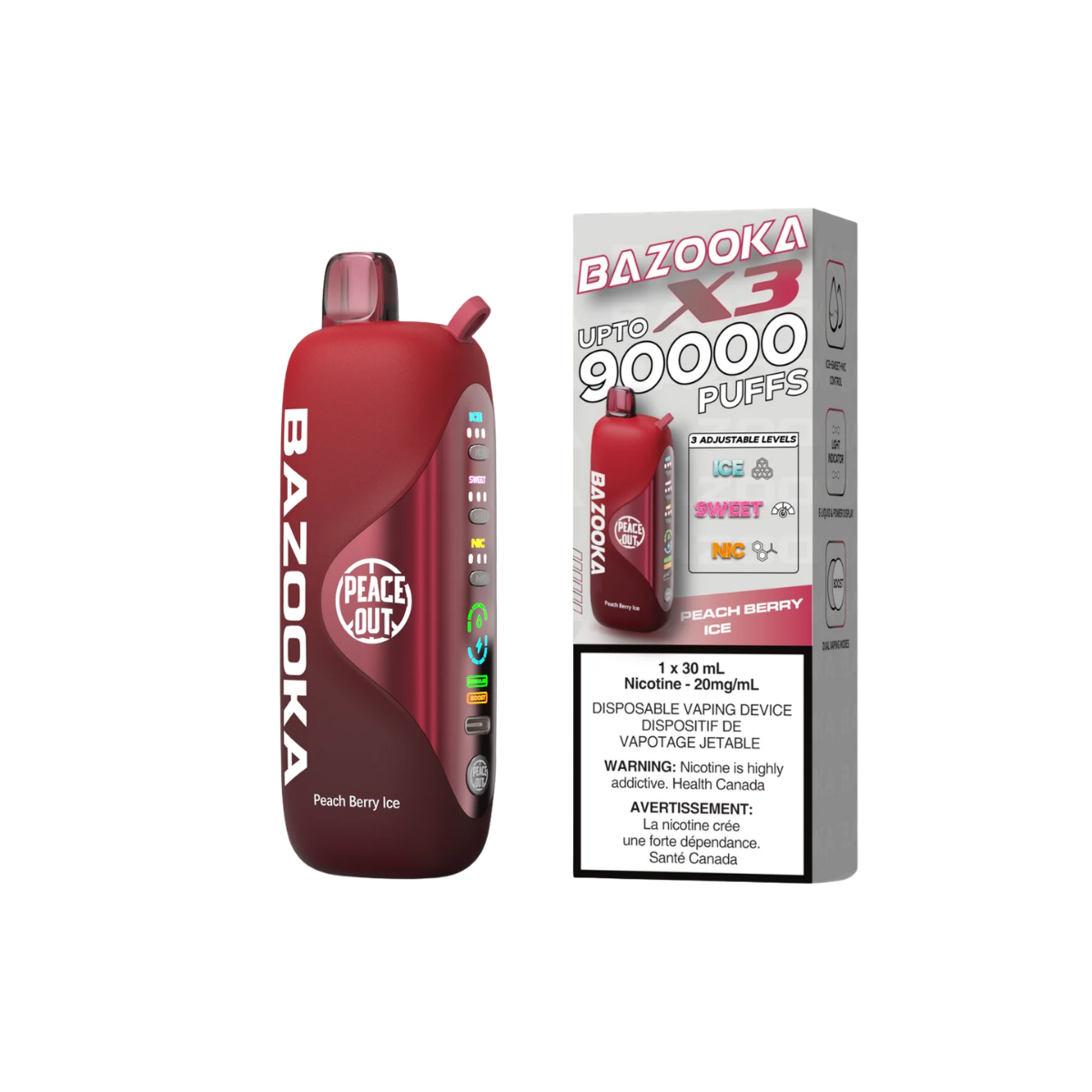 Bazooka 90000K Peach Berry Ice disposables
