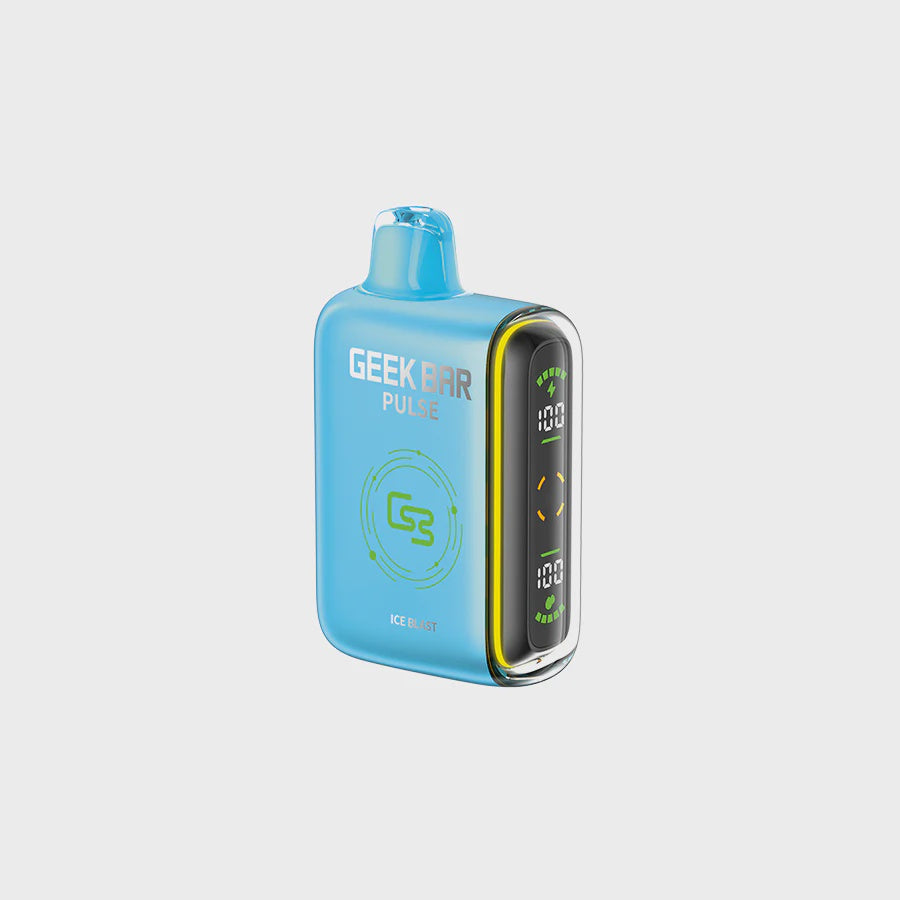 Geek Bar Pulse Disposable Vape Ice Blast flavor – crisp menthol explosion with icy finish and premium device design.