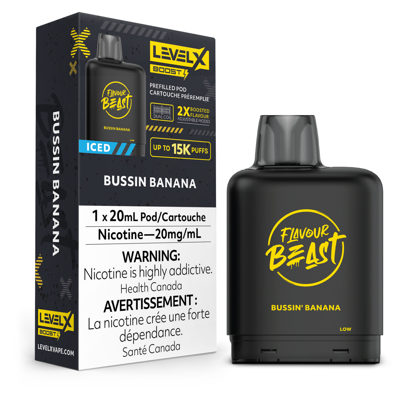 Level X Boost - Flavour Beast - Bussin' Banana Iced Pods