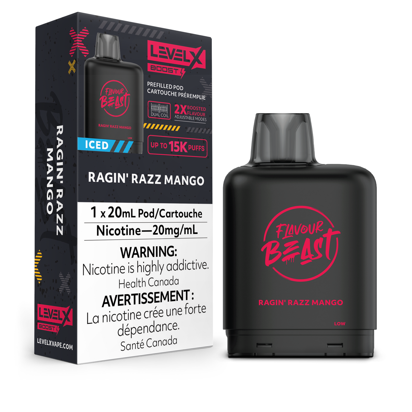Level X Boost - Flavour Beast - Ragin' Razz Mango Iced Pods