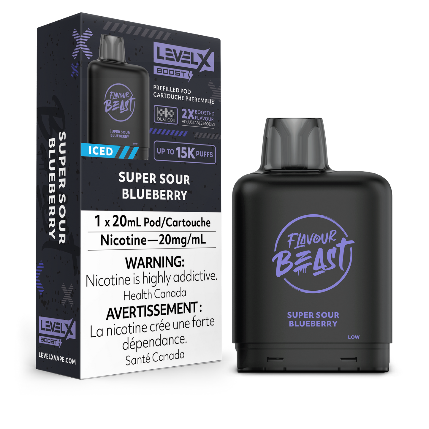Level X Boost - Flavour Beast - Super Sour Blueberry Iced Pods
