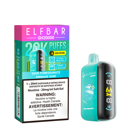 Elf Bar GH20000 Berry Blast delivers up to 20,000 puffs of sour pomegranate flavor with customizable modes, rich vapor, and a long-lasting battery.