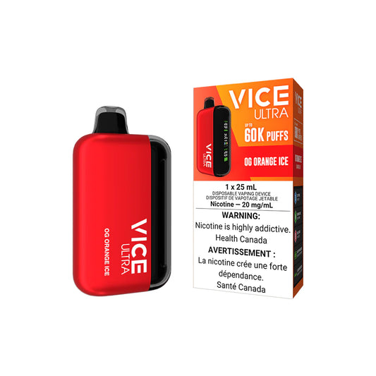 Vice Ultra Disposable - OG Orange Ice, sweet orange flavor with an icy finish, 60K puffs, vaping device.