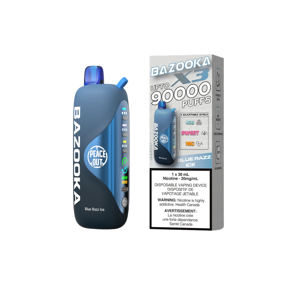 bazooka 90000 puff blue razz ice disposable