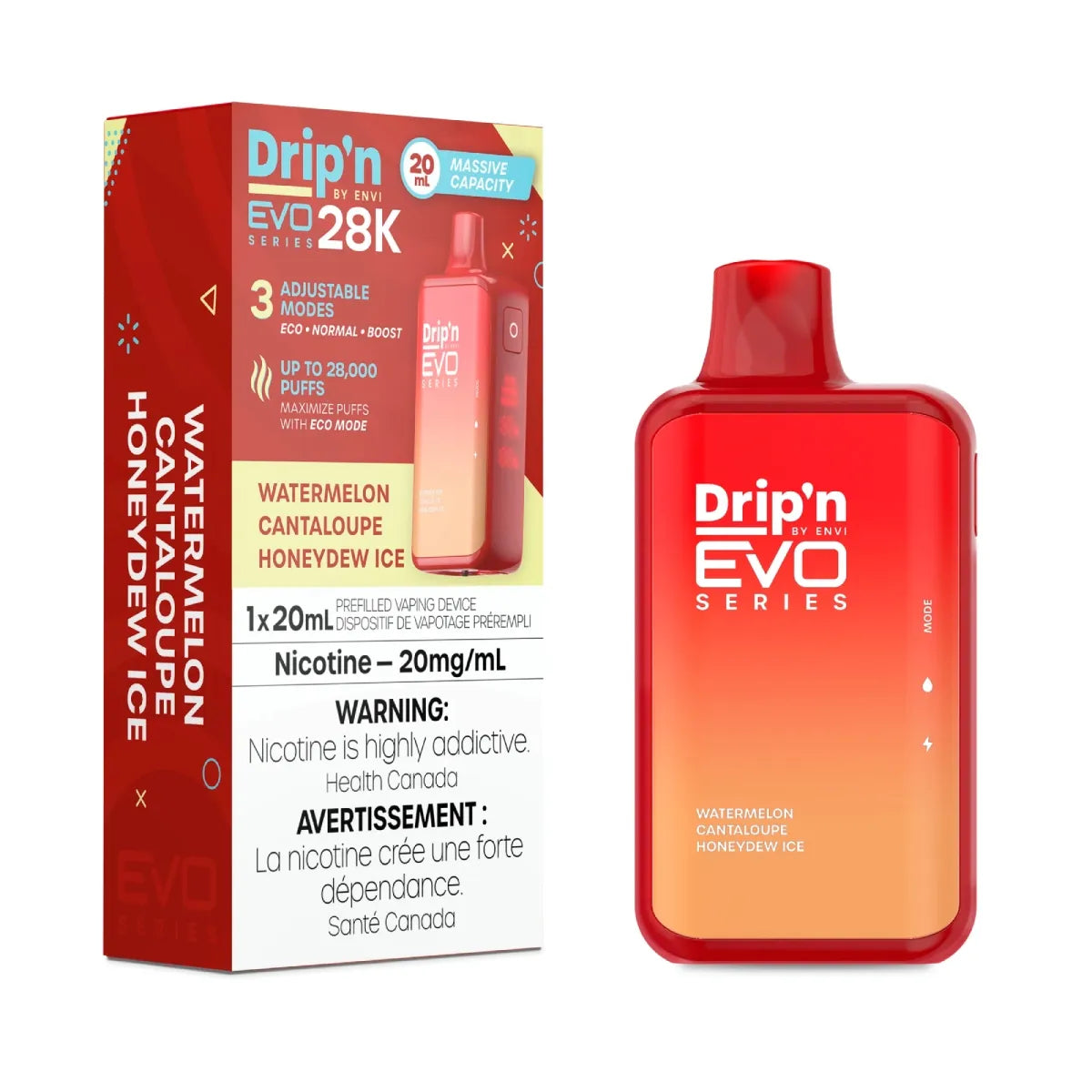 Drip’n EVO 28K disposable vape with 28,000 puffs in a sleek compact design