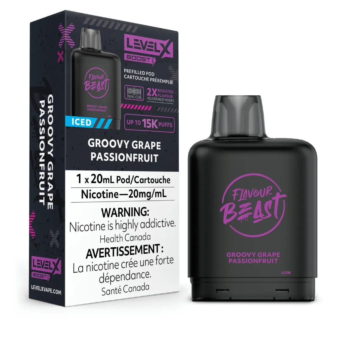 Level X Boost - Flavour Beast - Groovy Grape Passionfruit Iced Pods