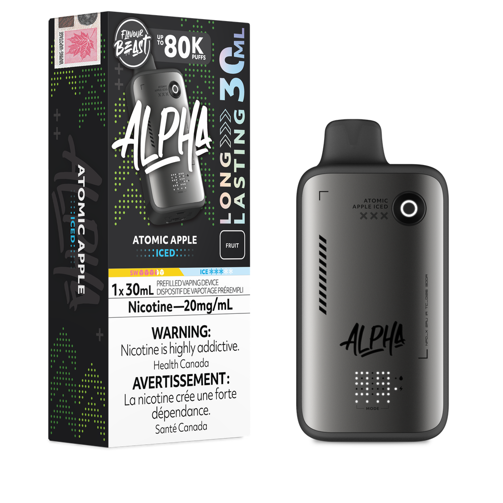 Flavour Beast Alpha Atomic Apple Iced 80K disposable vape 30mL 20mg nicotine Canada