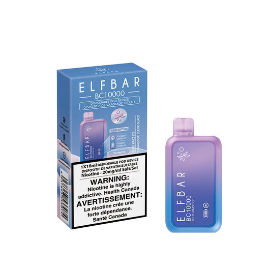 Elf Bar BC10000 Blue Razz delivers up to 10,000 puffs of sweet blue raspberry flavor with smooth draws and a rechargeable Type-C battery.