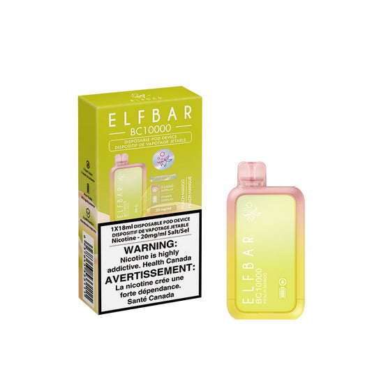 Elf Bar BC10000 Peach Mango delivers up to 10,000 puffs of juicy peach and tropical mango flavor with smooth draws and a rechargeable Type-C battery.