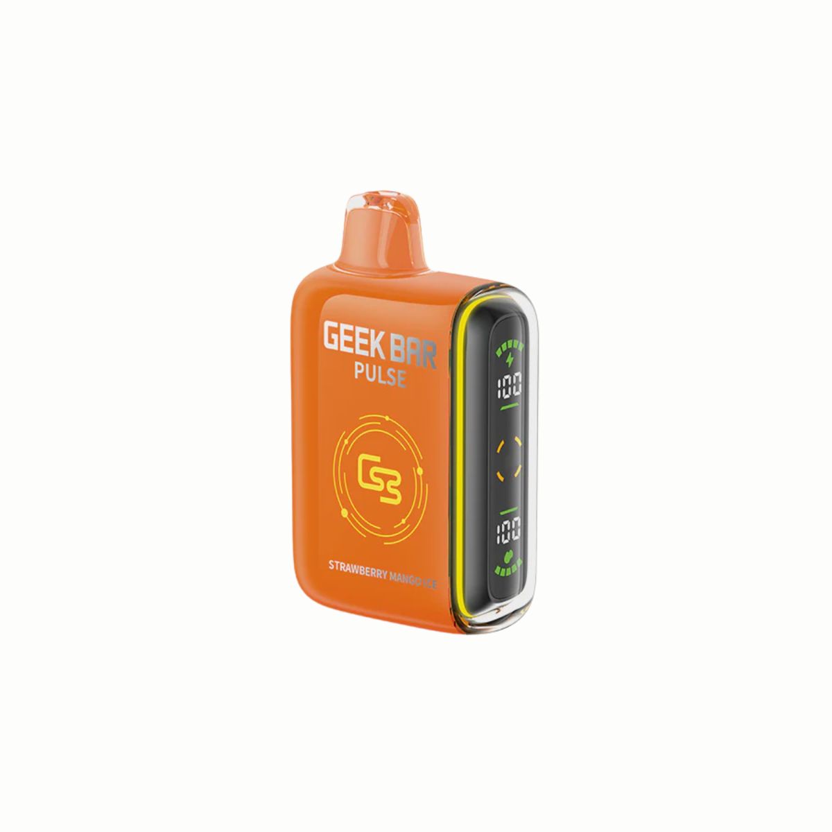 Geek Bar Pulse Disposable Vape Strawberry Mango Ice – tropical mango and ripe strawberry with a menthol twist, featuring dual mesh coils and LED screen.