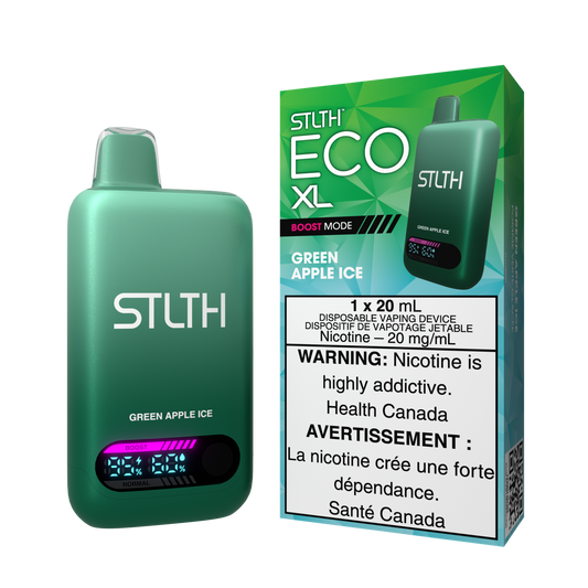 STLTH ECO XL disposable vape Canada — 20 mL e‑liquid, rechargeable USB‑C, LED screen, adjustable airflow, high-value long-lasting design.
