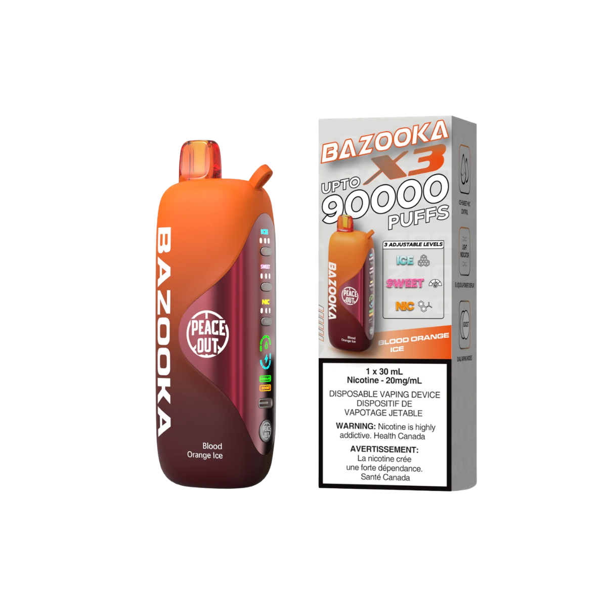 Bazooka vape disposable 90000 puffs blood orange ice