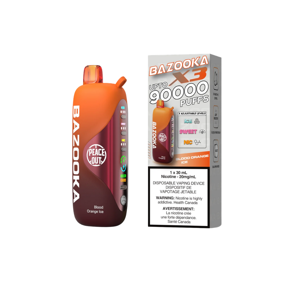 Bazooka vape disposable 90000 puffs blood orange ice