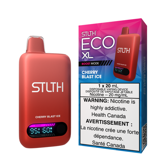 STLTH ECO XL disposable vape Canada — 20 mL e‑liquid, rechargeable USB‑C, LED screen, adjustable airflow, high-value long-lasting design.