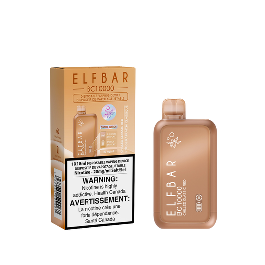 Elf Bar BC10000 Chilled Classic Red delivers up to 10,000 puffs of spice with a cool icy finish, smooth draws, and a rechargeable Type-C battery.