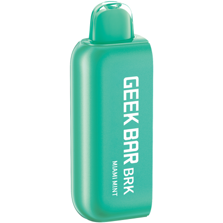 A GEEK BAR BRK pod in green color with the text 'GEEK BAR MIAMI MINT' on the side.