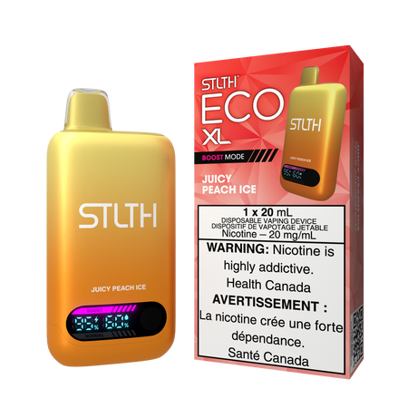 STLTH ECO XL disposable vape Canada — 20 mL e‑liquid, rechargeable USB‑C, LED screen, adjustable airflow, high-value long-lasting design.