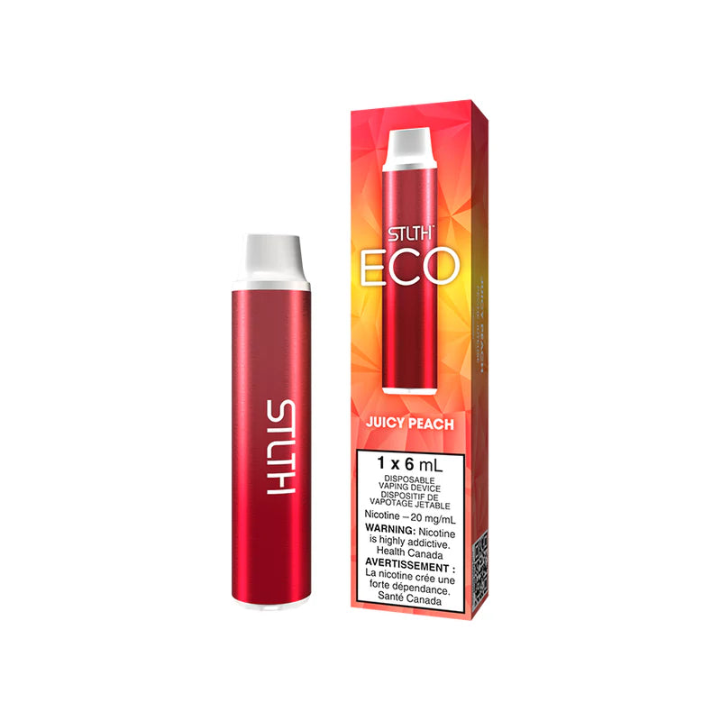 Discover the STLTH ECO Disposable — 6 mL e-liquid, 1000 mAh non-rechargeable battery, auto-draw simplicity and bold flavours for Canadian vapers.