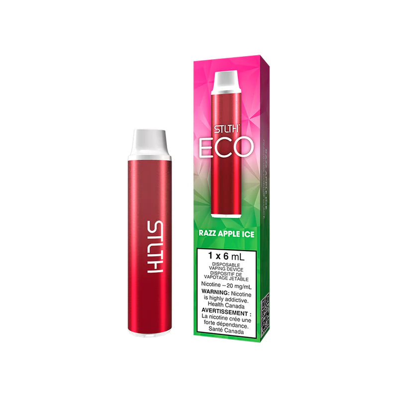 Discover the STLTH ECO Disposable — 6 mL e-liquid, 1000 mAh non-rechargeable battery, auto-draw simplicity and bold flavours for Canadian vapers.