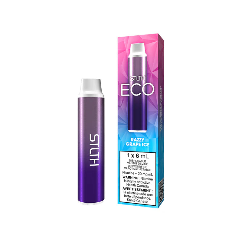 Discover the STLTH ECO Disposable — 6 mL e-liquid, 1000 mAh non-rechargeable battery, auto-draw simplicity and bold flavours for Canadian vapers.