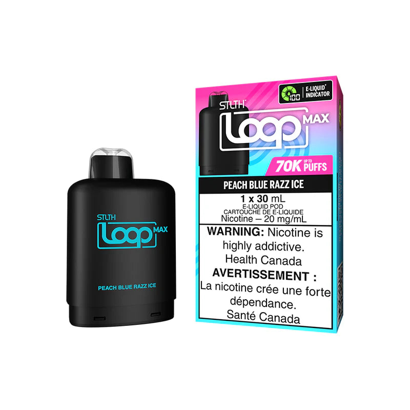 STLTH Loop Max 70K Peach Blue Razz Ice 20mg 30mL Disposable Vape Pod