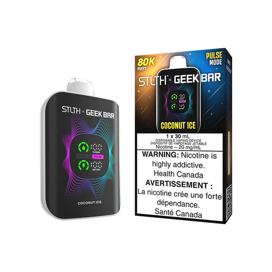 STLTH Geekbar Coconut Ice vape - Smooth coconut flavor with icy finish in a sleek portable design.
