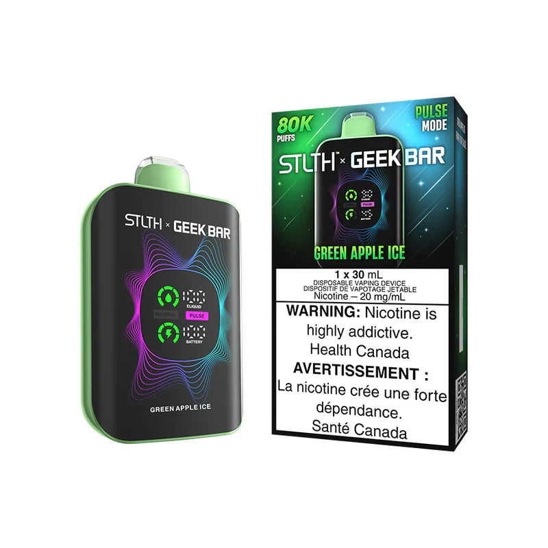 STLTH x Geekbar 80K - Ice Mint device with vibrant design and warning label.