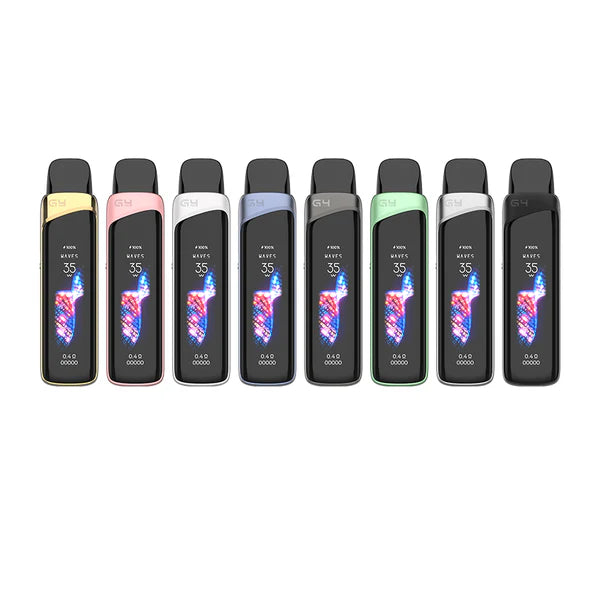 UWell Caliburn G4 Pro pod kit in various colors showcasing touchscreen and sleek design.