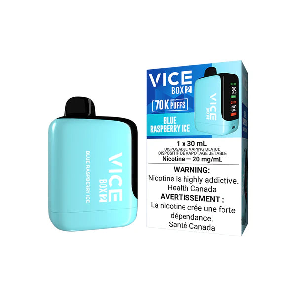 VICE BOX 2 disposable vape Canada — 30 mL e‑liquid, up to 70,000 puffs, USB‑C rechargeable, LED screen, adjustable airflow