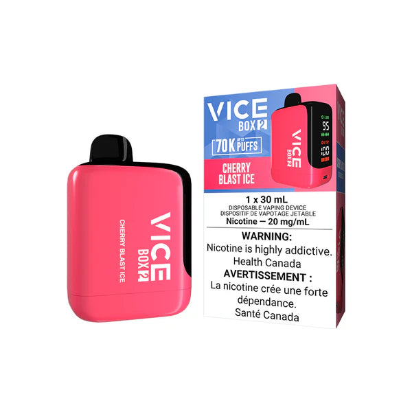 VICE BOX 2 disposable vape Canada — 30 mL e‑liquid, up to 70,000 puffs, USB‑C rechargeable, LED screen, adjustable airflow