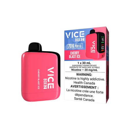 VICE BOX 2 disposable vape Canada — 30 mL e‑liquid, up to 70,000 puffs, USB‑C rechargeable, LED screen, adjustable airflow