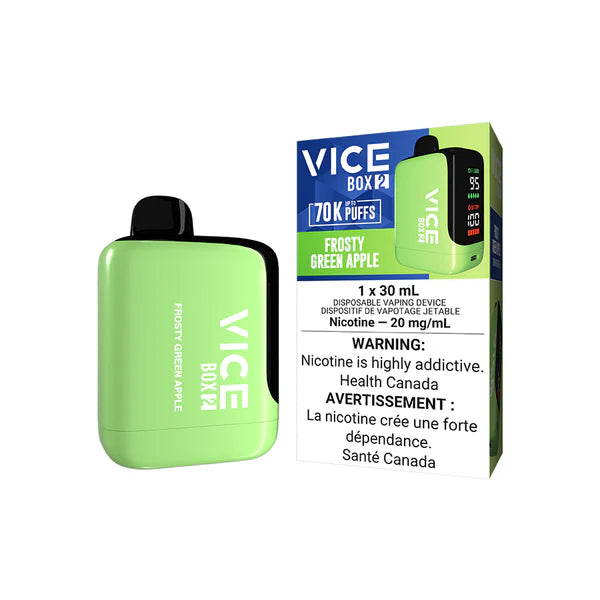 VICE BOX 2 disposable vape Canada — 30 mL e‑liquid, up to 70,000 puffs, USB‑C rechargeable, LED screen, adjustable airflow