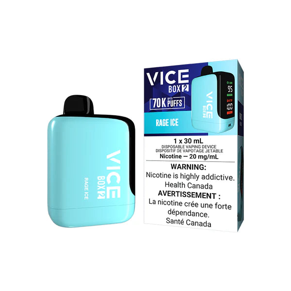 VICE BOX 2 disposable vape Canada — 30 mL e‑liquid, up to 70,000 puffs, USB‑C rechargeable, LED screen, adjustable airflow