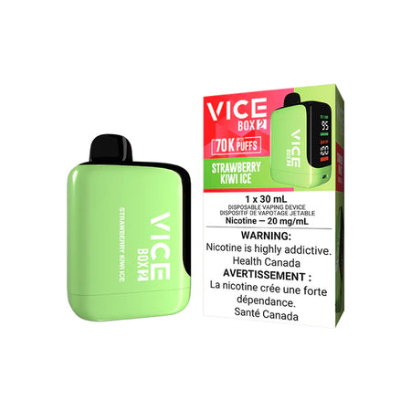 VICE BOX 2 disposable vape Canada — 30 mL e‑liquid, up to 70,000 puffs, USB‑C rechargeable, LED screen, adjustable airflow