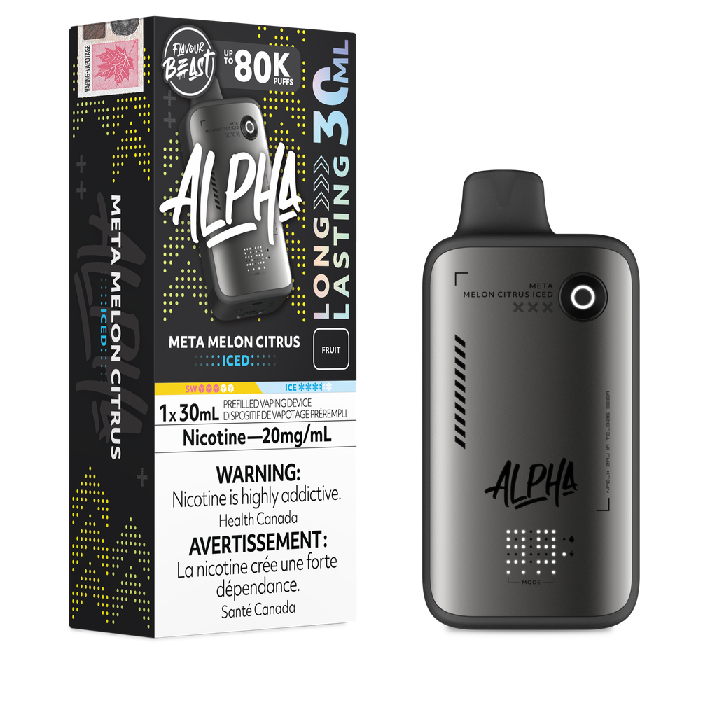 Flavour Beast Alpha Meta Melon Citrus Iced 80K disposable vape 30mL 20mg nicotine Canada