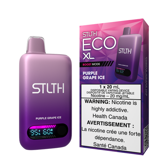 STLTH ECO XL disposable vape Canada — 20 mL e‑liquid, rechargeable USB‑C, LED screen, adjustable airflow, high-value long-lasting design.