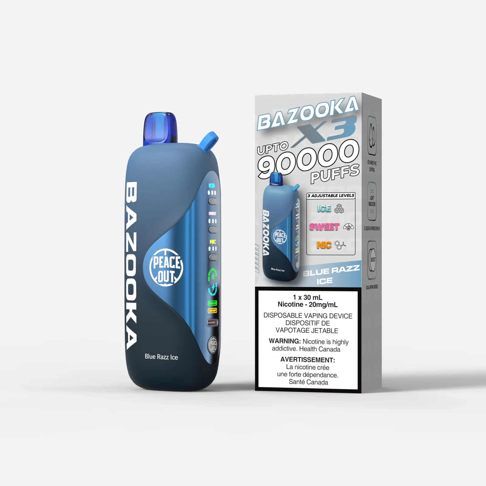 bazooka 90000 puff blue razz ice disposable