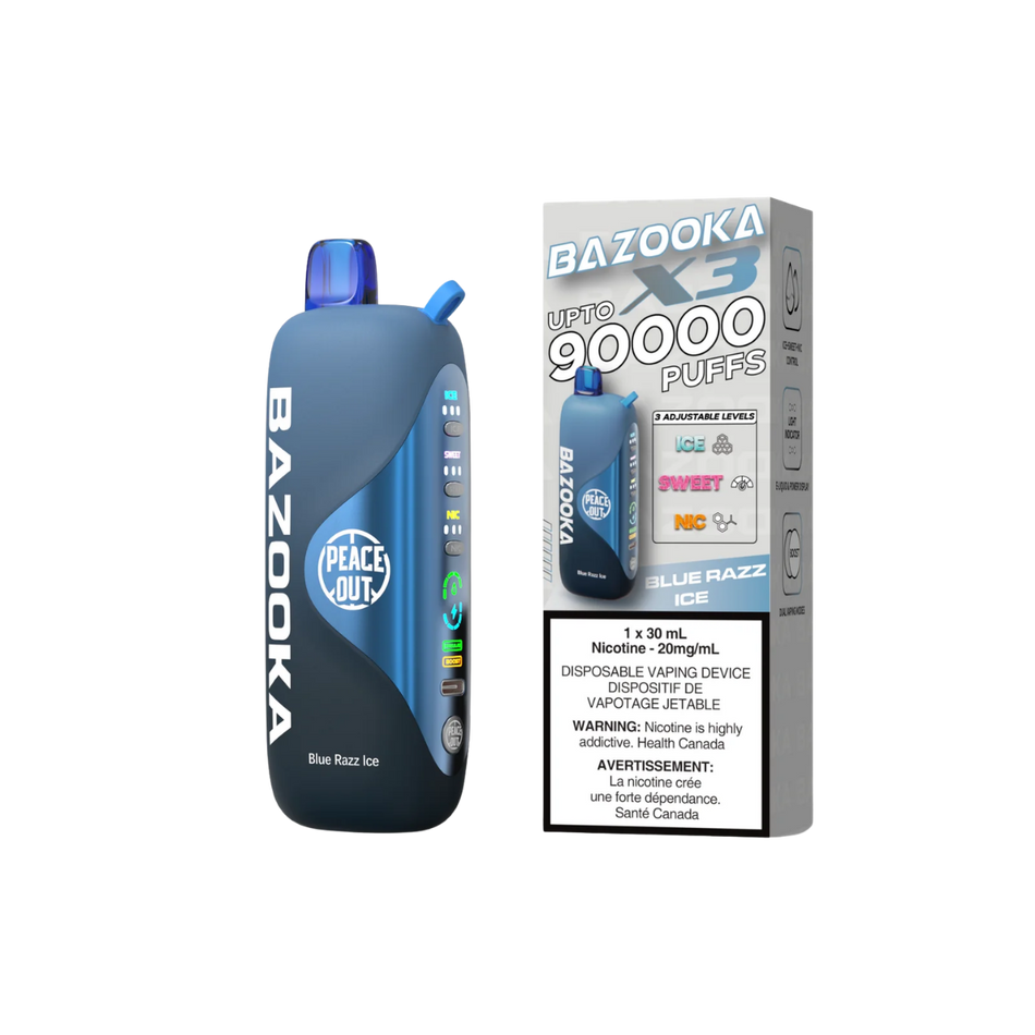 bazooka 90000 puff blue razz ice disposable