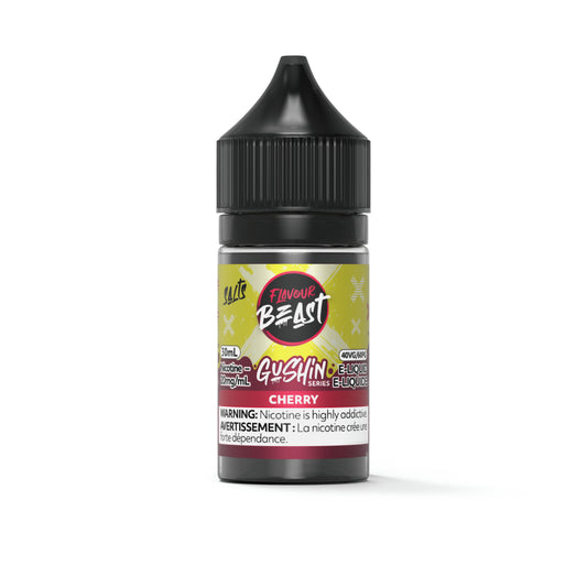 Flavour Beast Cherry Salts Gushin Series 30mL salt nicotine e-liquid bottle and box