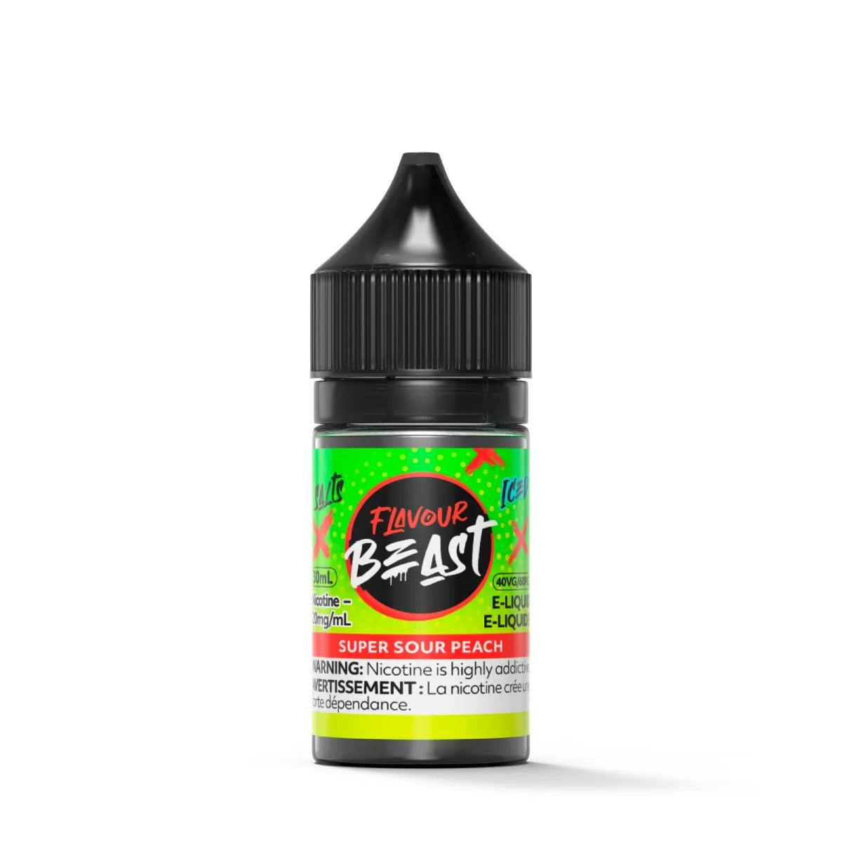 Flavour Beast Super Sour Peach Salts 30mL salt nicotine e-liquid bottle