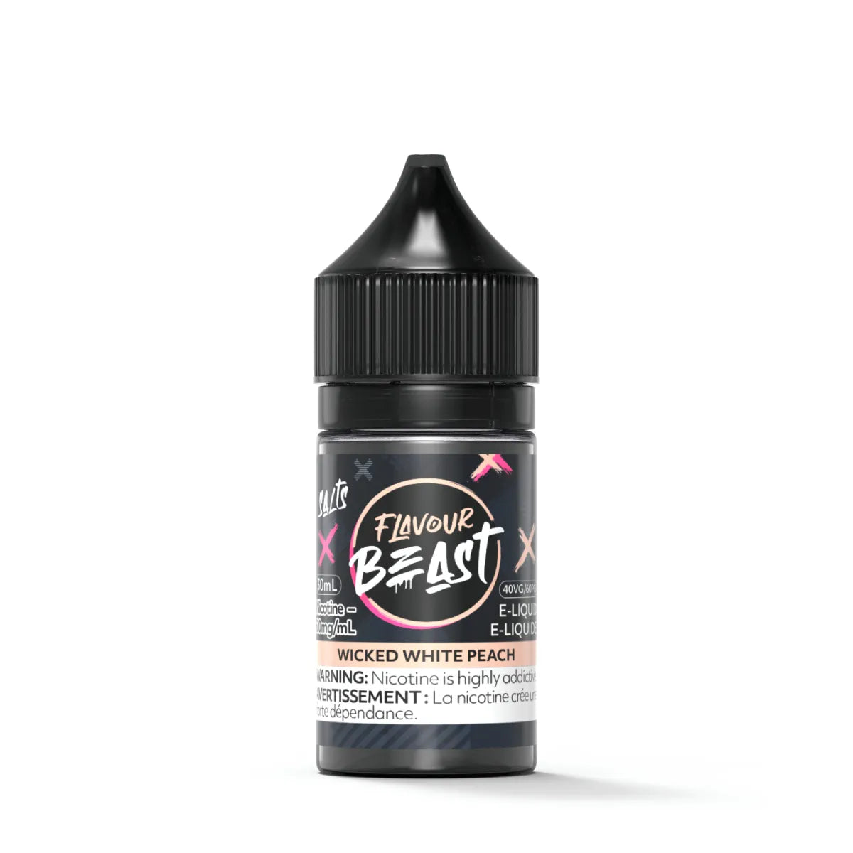Flavour Beast Wicked White Peach Salts 30mL salt nicotine e-liquid bottle