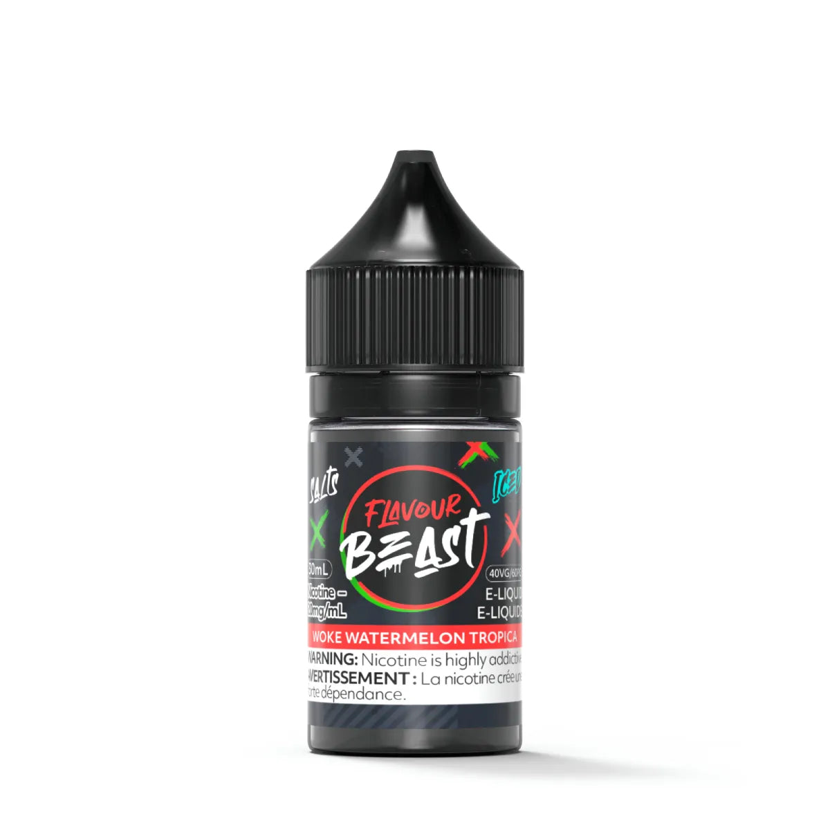 Flavour Beast Woke Watermelon Tropica Salts 30mL salt nicotine e-liquid bottle