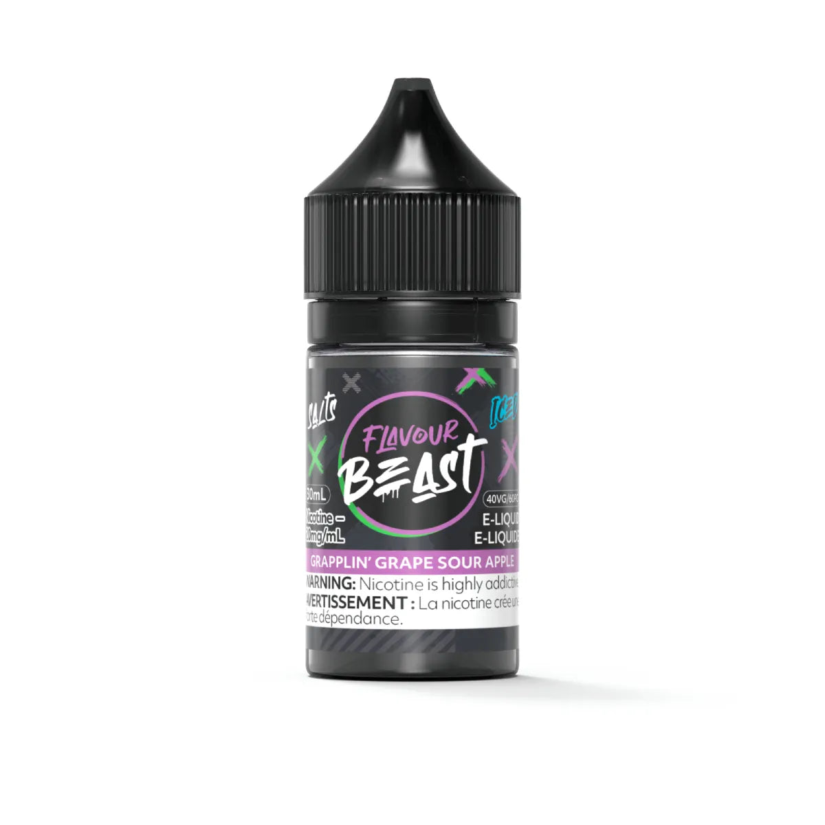 Flavour Beast Grapplin' Grape Sour Apple Iced Salts 30mL salt nicotine e-liquid bottle
