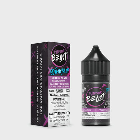 Flavour Beast Groovy Grape Passionfruit Iced Salts 30mL salt nicotine e-liquid bottle