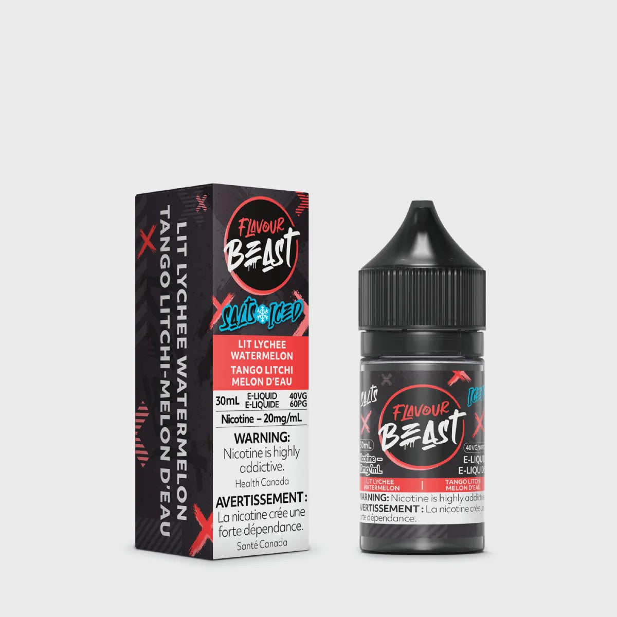 Flavour Beast Lit Lychee Watermelon Iced Salts 30mL salt nicotine e-liquid bottle