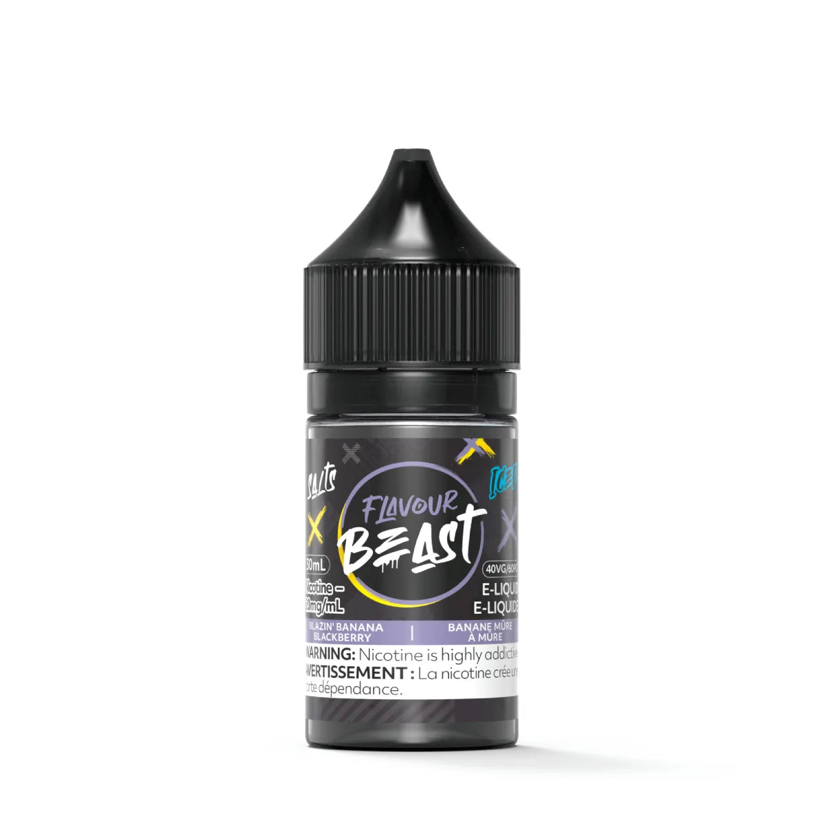 Flavour Beast Blazin Banana Blackberry Iced Salts 30mL salt nicotine e-liquid bottle