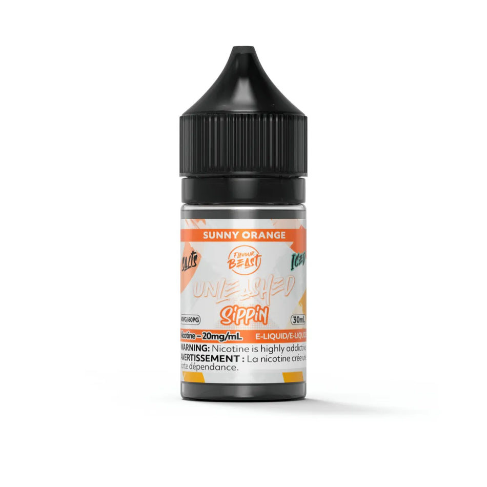 Flavour Beast Unleashed Sunny Orange Salts 30mL salt nicotine e-liquid bottle and box