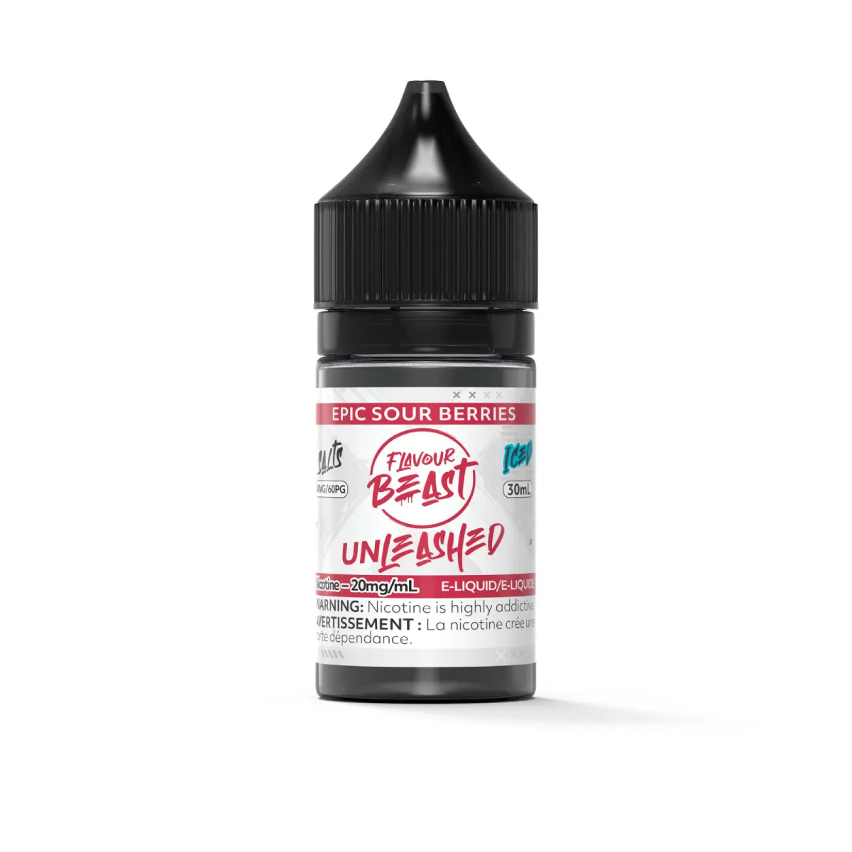 Flavour Beast Unleashed Epic Sour Berries Salts 30mL salt nicotine e-liquid bottle and box