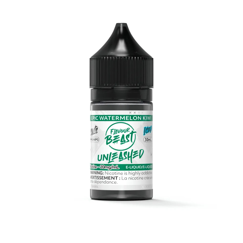 Flavour Beast Unleashed Epic Watermelon Kiwi Salts 30mL salt nicotine e-liquid bottle and box